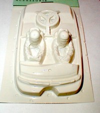  1 White Twin Slot Car Drivers Interior with Spare 3 1/2" X 2" Original NOS