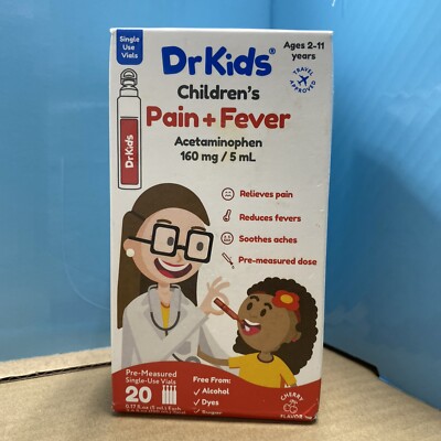 Acetaminophen 20 Pre Measured Single Use Vials Children SEALED 04/25 by Dr Kids