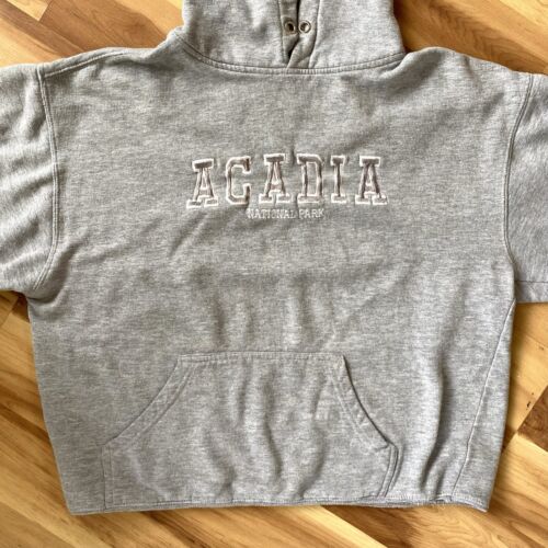 Pacific & Co Hoodie Acadia Nationalpark grau bestickter Pullover Sweatshirt M - Bild 2 von 19