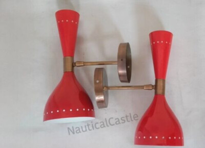 Wandleuchter Paar, 2er Set italienische rote Wandleuchter Diablo Wandleuchten
