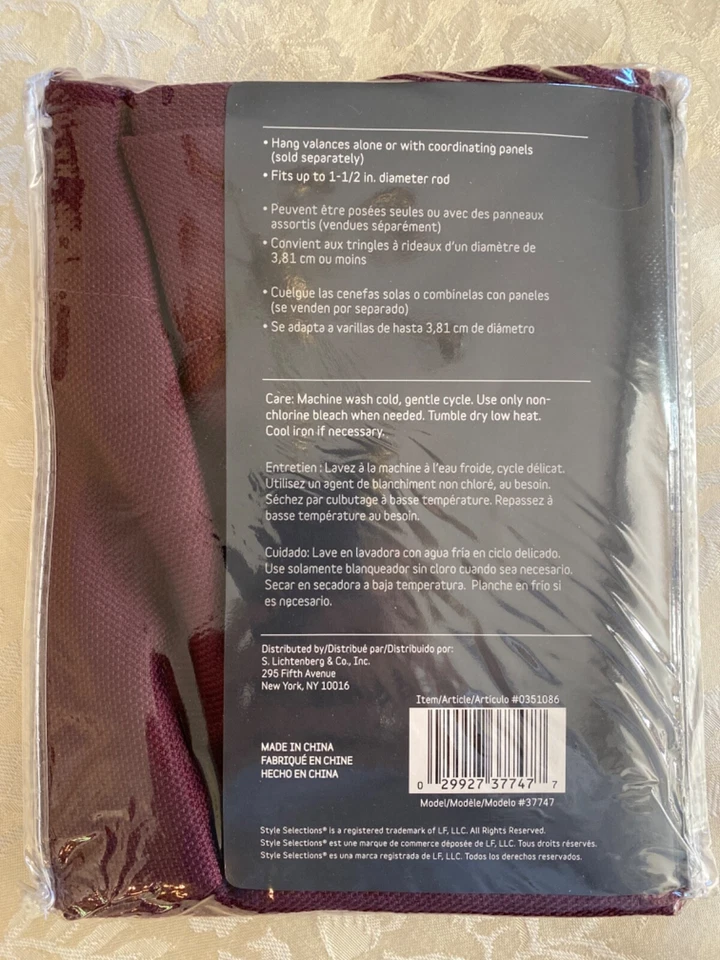 Home Style Selections Back Tab Valance Violet. Adrian. 60in x 18in. NEW - Image 2 of 4