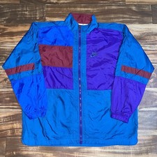 Vintage Nike Windbreaker Jacket Blue Purple 80s 90s Womens Size Large 14/16