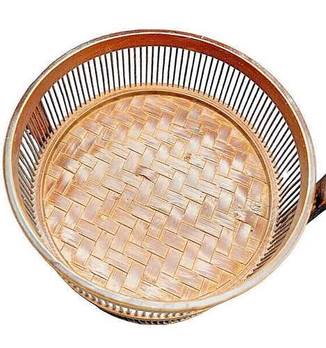 Chinese Wedding Basket Cricket Cage Carved Handle 2 Tier Bamboo 8" Fine Antique - Picture 5 of 10
