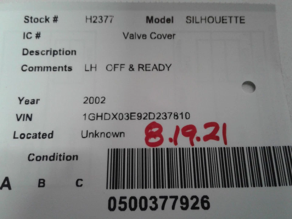 Used Engine Valve Cover fits: 2002 Oldsmobile Silhouette  Grade A Foto 3 de 4