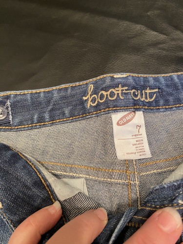 Girls Old Navy Boot Cut Adjustable Waist Jeans Size 7 Dark Demin - Picture 2 of 4