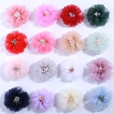 5.5CM Fashion Tulle Silk Hair Flower With Match Stick Center End Do Old Wrinkles