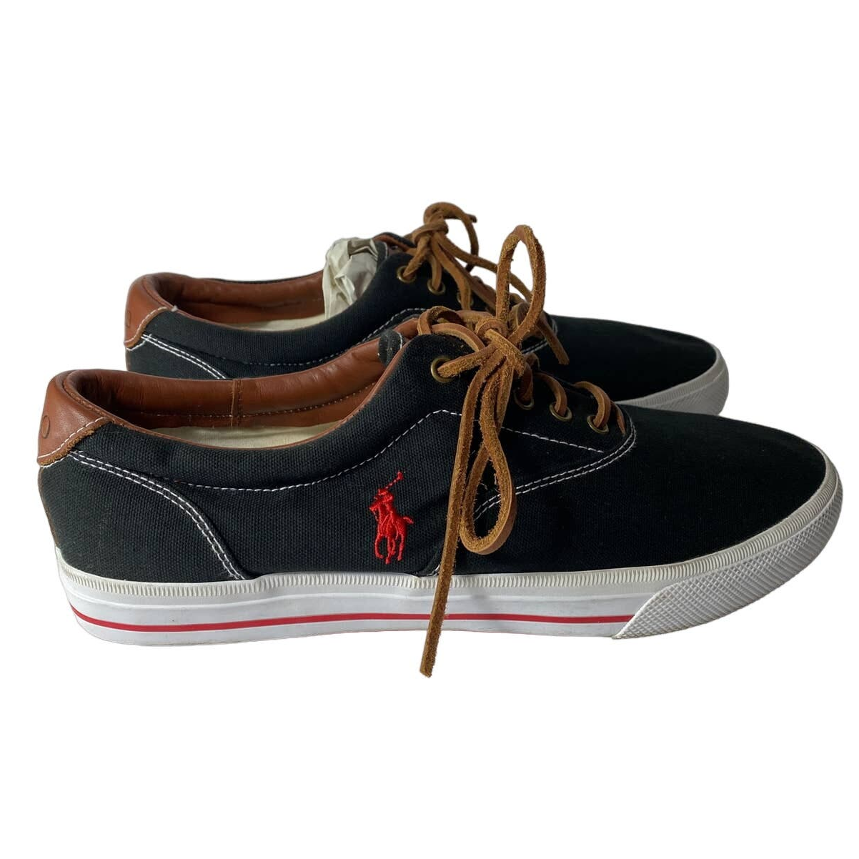Scarpe da ginnastica pony Polo Ralph Lauren in tela nera taglia 13D 13 D