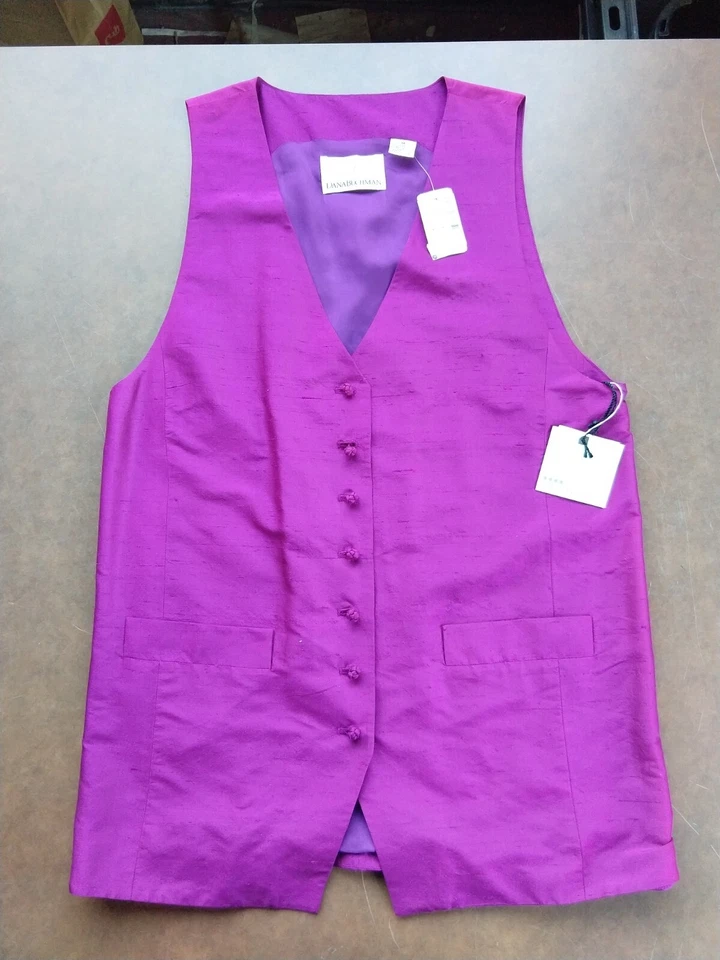Chaleco estilo túnica Dana Buchman seda nuevo con etiquetas fucsia talla M Foto 3 de 4