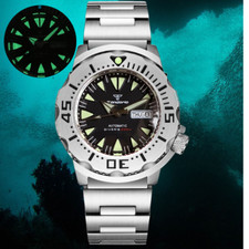 Tandorio 42mm Sandblasted NH36 Men Monster Watch Sapphire AR Coating 120 Clicks
