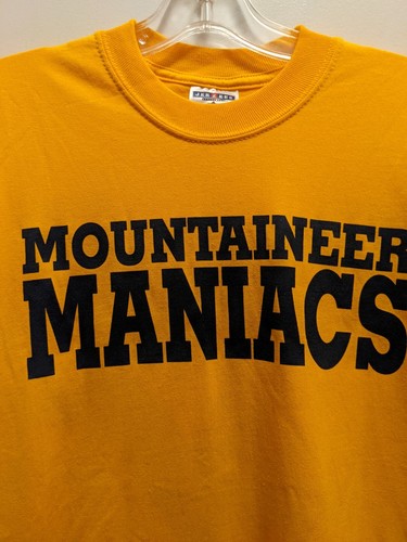 West Virginia Mountaineers Maniacs Men's Small Yellow Short Sleeved T Shirt - Picture 2 of 5