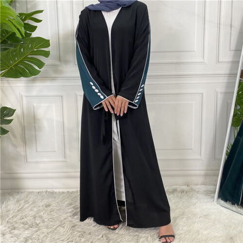 Mujeres Musulmanas Dubai Cárdigan Abierto Kimono Vestido Largo Abaya Kaftan Marroquí Ramadán - Imagen 5 de 60