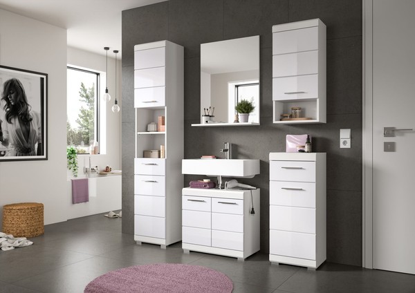 Xonox.Home Hochschrank Badschrank Schrank Badhochschrank Scout Weiß 37X191X31 Cm-image