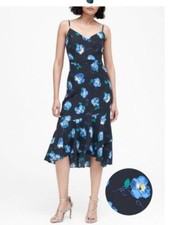 Banana Republic Blue Floral Strappy Asymmetrical Midi Dress Sz 0 - NWT MSRP $139