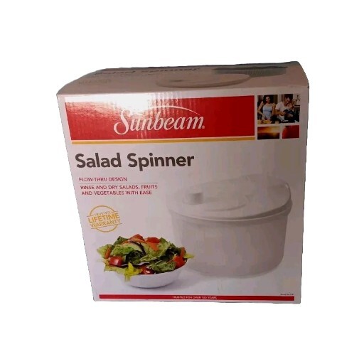 Sunbeam Salad Spinner with Vegetable Pouring Spout Serving Draining Bowl w/ Box-image