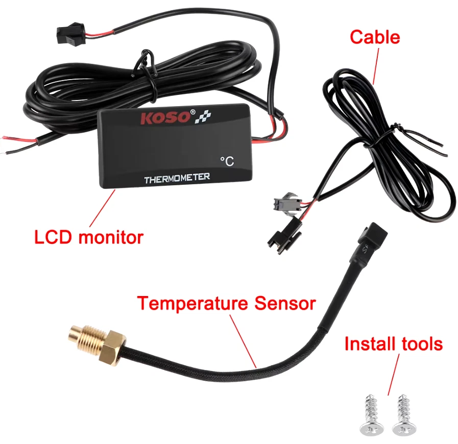 TERMOMETRO DIGITALE KOSO sensore temperatura acqua MOTO SCOOTER UNIVERSALE - Immagine 2 di 3