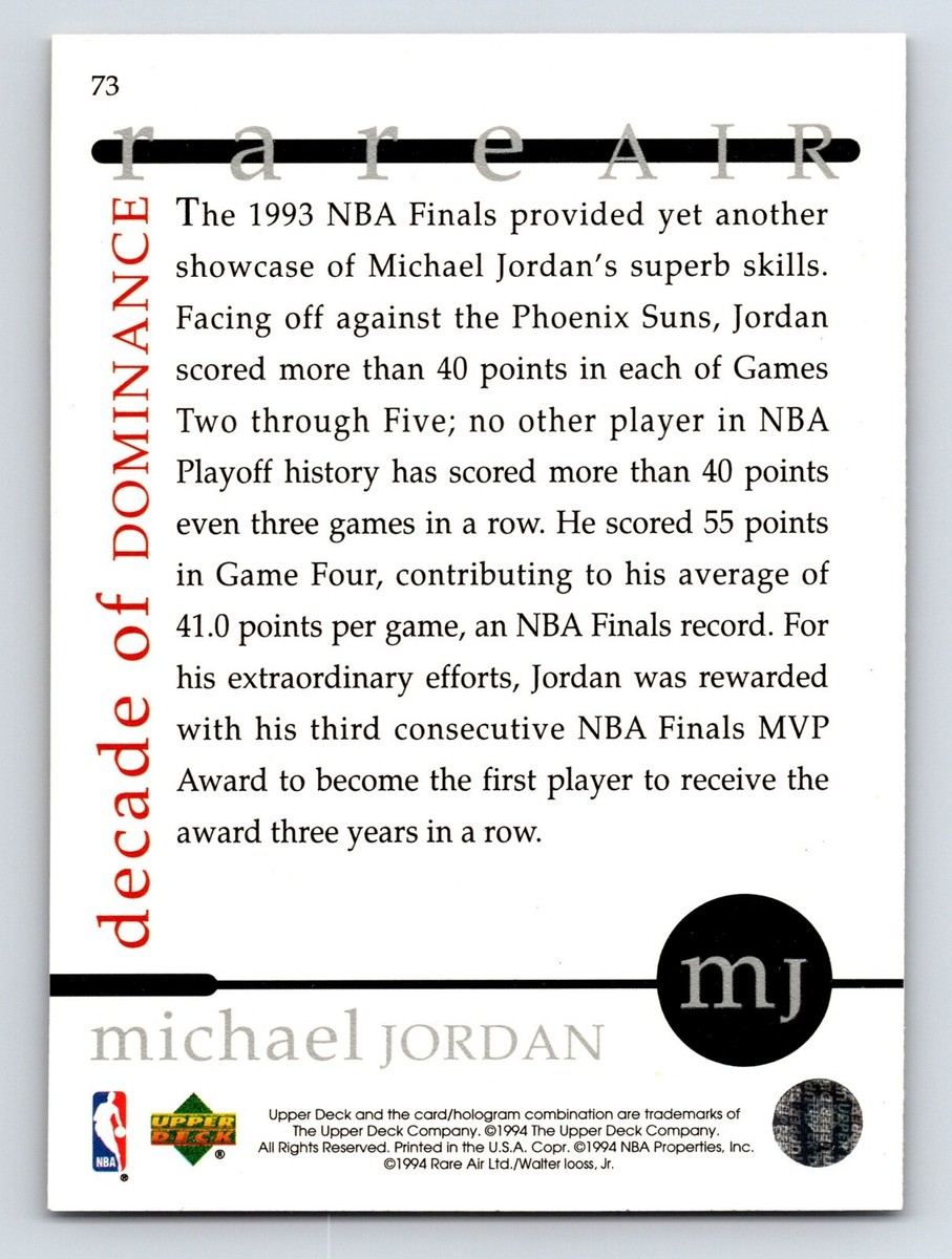 1994 Upper Deck Michael Jordan Rare Air Tribute Set Decade of