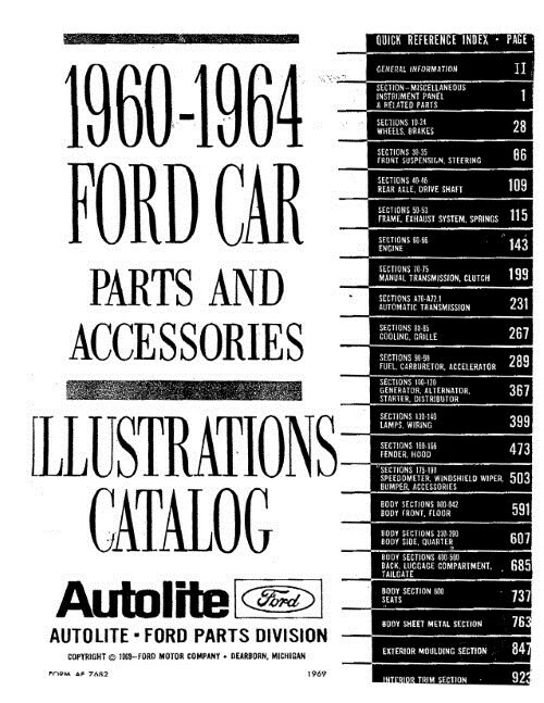 1960 1961 1963 年 1964 年福特汽车零件书 Fairlane Galaxie 500 猎鹰 T-Bird — 第 2/4 张图片