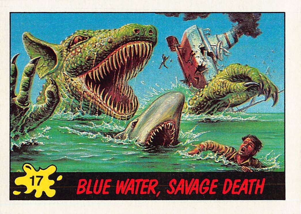 n*m様 Treatment Asia Drain water top Dino 1988 Topps Dinosaurs Attack Trading Card #17 BLUE WATER, SAVAGE