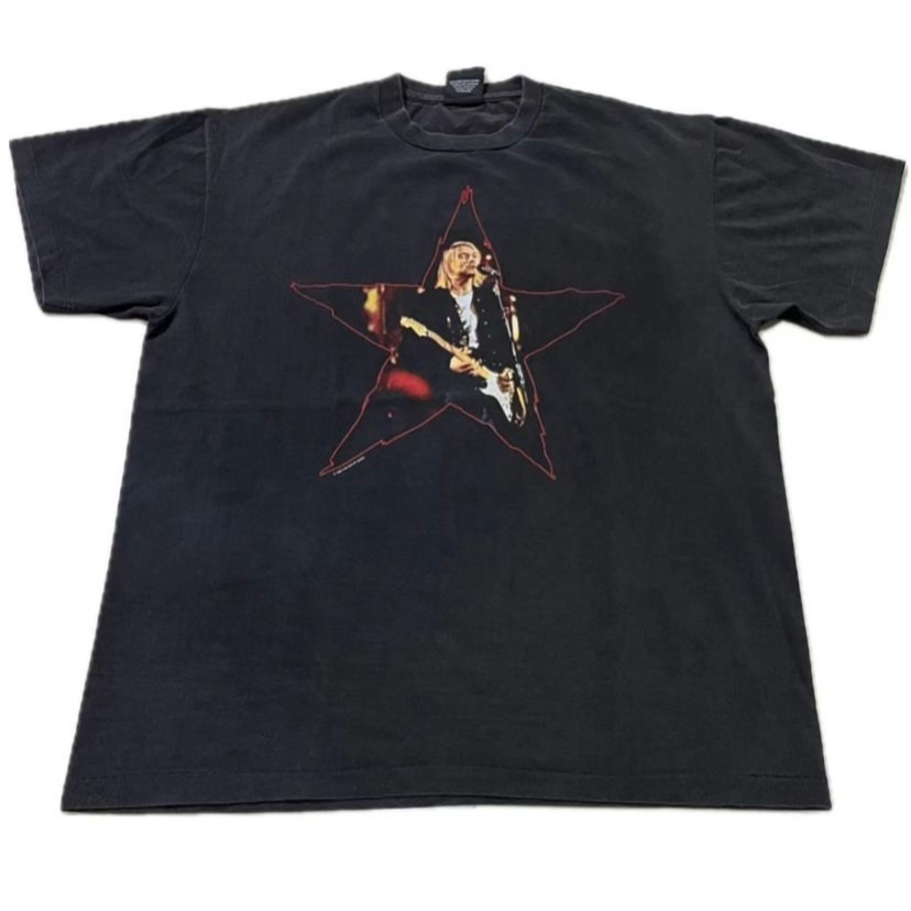 Vintage Nirvana Kurt Cobain Star Size L 90s Single Stitch Vintage Nirvana Kurt Cobain Star Size L 90s Single Stitch