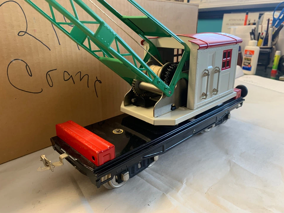 MTH STANDARD GAUGE #219 MECHANICAL CRANE BRASS TRIM WHITE RED ROOF MINTY LIONEL - Image 4 of 4