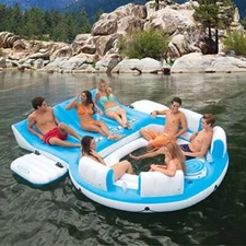Huge Inflatable Floating Island 6 Person Oasis Lounge Pool Lake Party Water Raft