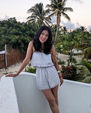 Le Lis Strapless Romper Light Blue S summer beach pool casual Blouson Vacation