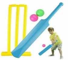 Childrens Kids Plastic Cricket Bat Stumps  Balls Set Outdoor Garden Play Toy