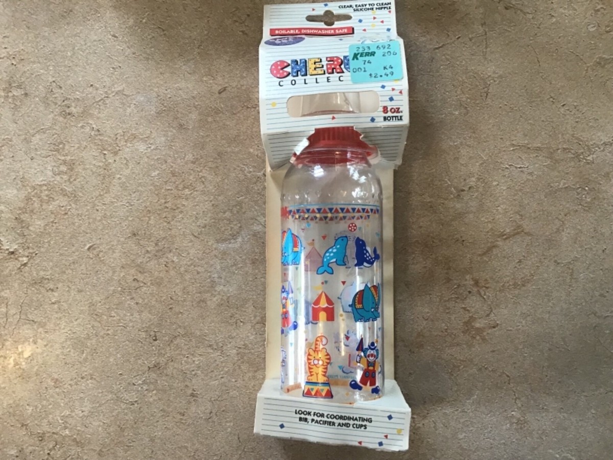 Vtg 1990 Playtex Cherubs~Circus Decorated Baby Bottle 8oz New