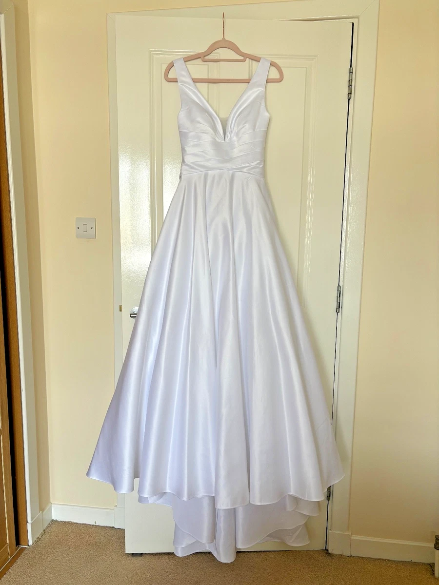 chinese dress ladies A-Line Satin Wedding Dress,Modern Wedding Dress with Straps,WD00900, US16 / White main image 1