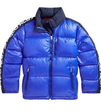 Polo Ralph Lauren Big Boys Dark Blue Logo Down Puffer Jacket Blue XL 18-20 New