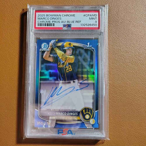 2025 Marco Dinges Bowman Chrome 1st Blue Refractor Auto /150 #CPA-MD PSA 9