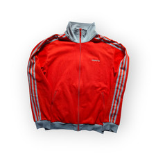 Vintage Adidas Firebird Track Jacket Orange Gray 3-Stripes 2004 Size M / L Retro