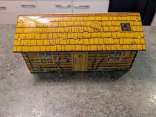 Vintage 1960s MARX Tin Litho Building Playset Log Cabin with Porch AS IS