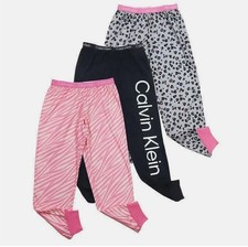 Calvin Klein Youth Girl's 3 Pack Sleep Jogger, Medium 10/12 Pink Black Leopard