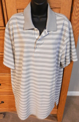 Men's Vintage 1852 Arrow Performance Gray w/White Stripes Polo Shirt  XL