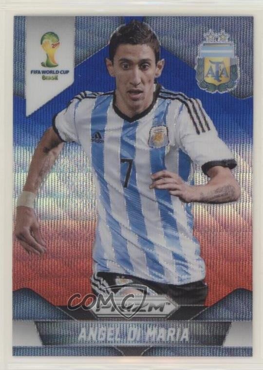 2014 Panini Prizm World Cup Blue & Red Wave Prizm Angel Di Maria #9 0c84