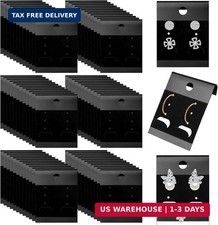 HAPY SHOP 200 PCS Black Velvet Plastic Display Cards Earring Card Holder with Ba