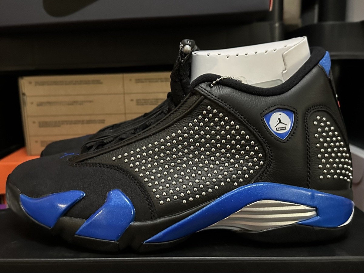 Size 8.5 - Supreme x Air Jordan 14 Retro Black Varsity Royal DS