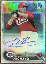 2016 Bowman Chrome Autograph Refractor /499 Sal Romano #CPA-SR Reds Topps Rookie