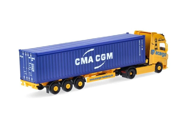 HERPA, VOLVO FH 4x2 con porta-container a 3 assi Acargo -CMA-CGM, 1/87,  HER3... - Immagine 2 di 4