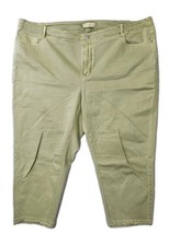 J.Jill Denim Jeans Authentic Fit Cropped Size 24W Celery Green Fringe Hem