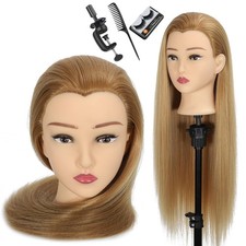 Mannequin Head Human Hair with Stand 28 Inch Long Hair for Styling Practice, ...