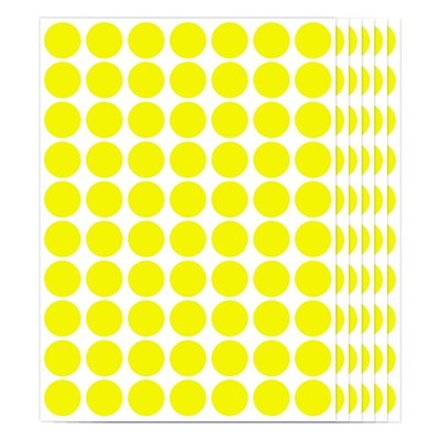Ouzoustate 1400 PCS Yellow Circle Dot Stickers 3/4'' Round Color Coding Label ...