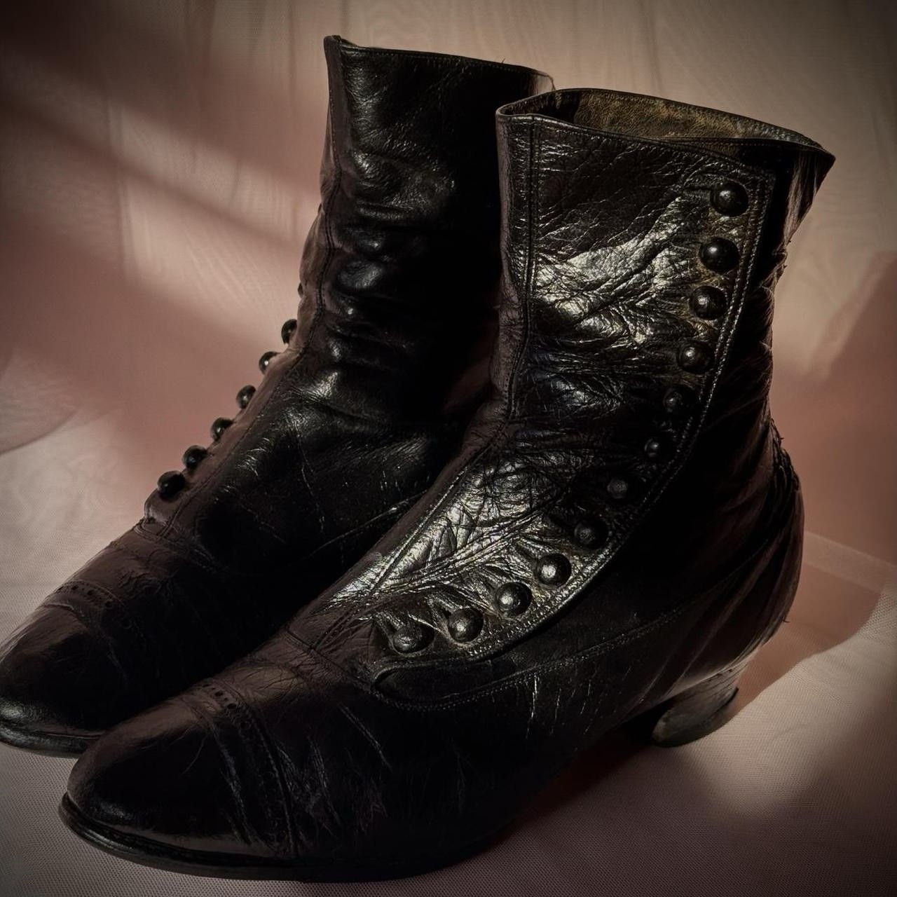 Antique 1860s Black Button Leather Boots - image 1