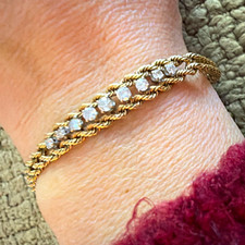 14ct Yellow Gold Rope Link Diamond Bracelet, 19cm, 10g