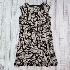 Dana Buchman Beige Black Crackle Print Sleeveless Knot Front Dress 2X Plus