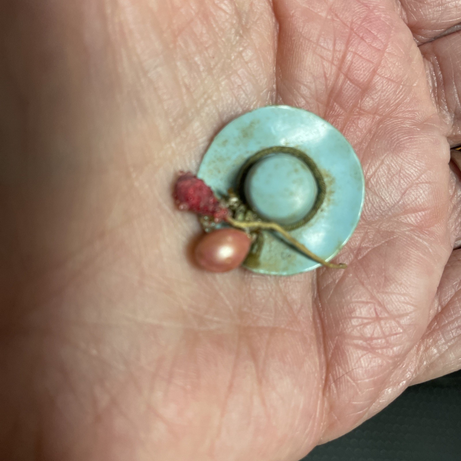 Vintage Plastic Celluloid Spring Easter Tiny Hat … - image 1