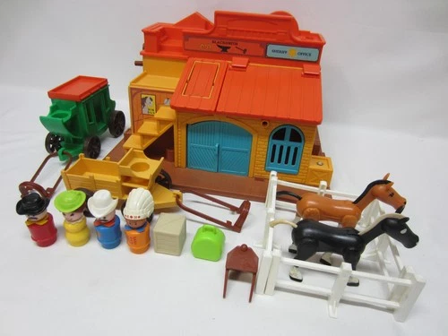 Vintage Fisher Price Little People #934 Western Town set 100% COMPLETE~CLEAN~