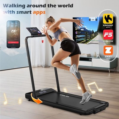 Klappbares Laufband mit Handlauf, 12 km/h, Leise, Bluetooth & App, bis 120 kg