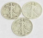 1935 P D S Walking Liberty Half Dollars - Set Of 3 Circulated - Nice Price !!